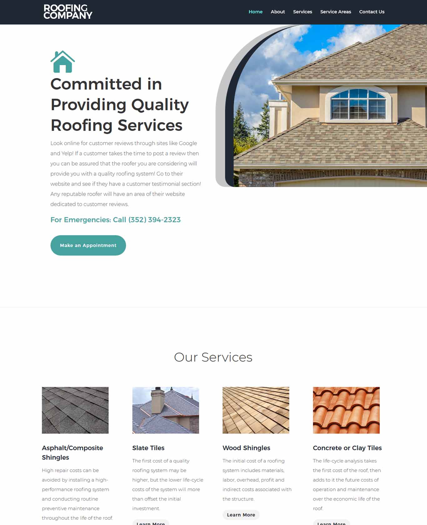 Roofer Website Sample Design 1 Roofer Website Sample Design 1